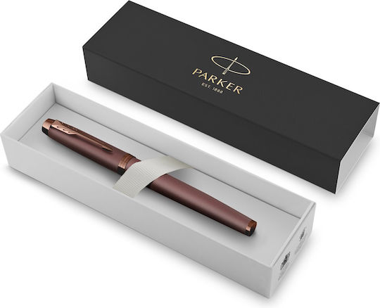 Parker Module Stilou Medium Burgundy Din Oțel Cu Cerneală Roșie