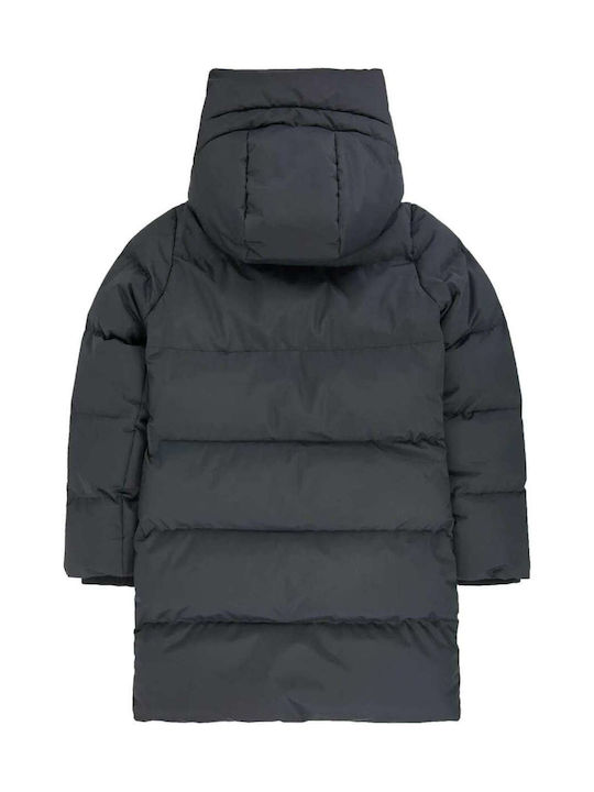 Garcia Jeans Wasserdicht Kinderparka Lang mit Kapuze Schwarz