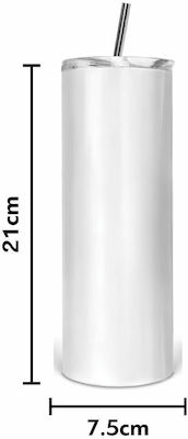 Koupakoupa Glass Thermos Stainless Steel BPA Free White 600ml with Mouthpiece and Straw