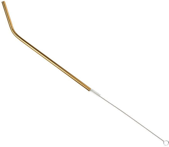 Butlers Metallic Drinking Straws Gold with Cleaning Brush 4pcs