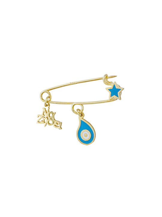 Kiriakos Gofas Child Safety Pin made of Gold 9K for Boy