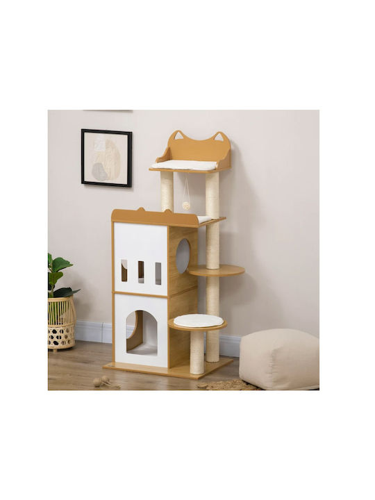 Pawhut Scratching Post Cat Trees Brown 60x48x133cm