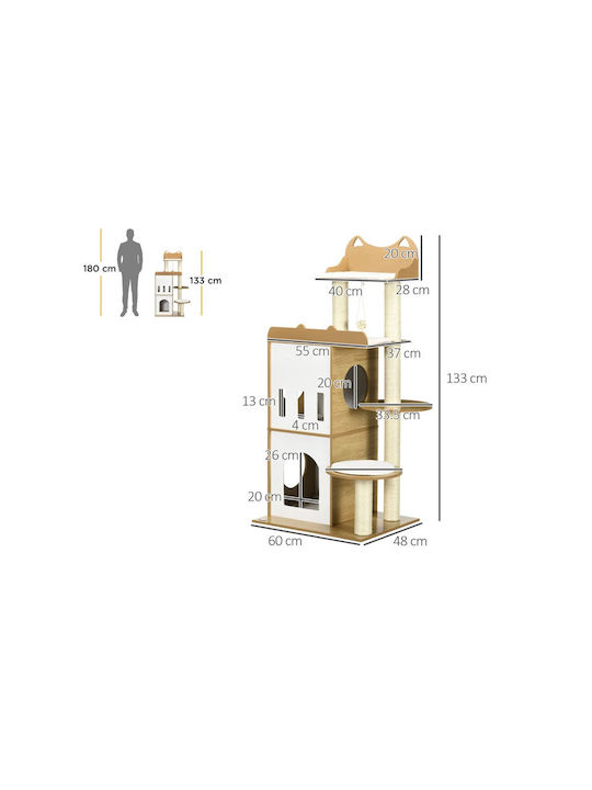 Pawhut Scratching Post Cat Trees Brown 60x48x133cm