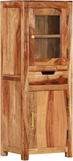 Vitrină Suspendată pentru Sufragerie din Lemn Masiv Maro cu Geam 40x34x110cm