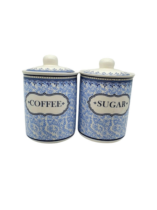 MSA Set 1pcs Jars Coffee with Lid made of Porcelain Blue 10cm 20-54-008