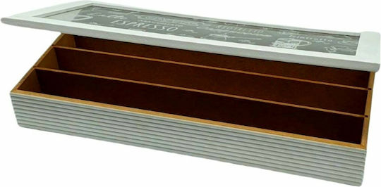 MSA Κουτί για Τσάι με Καπάκι Ξύλινο Λευκό 35x5x18cm