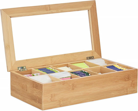 Relaxdays Box für Tee mit Deckel Hölzernes Braun 20x20x9cm