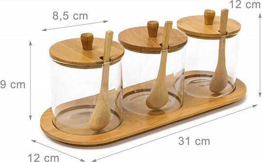 Relaxdays Relaxdays Lebensmittelgläser & Behälter Set 3 Stück Allgemeine Verwendung mit Deckel & Glasgestell Transparent 12x31x12cm