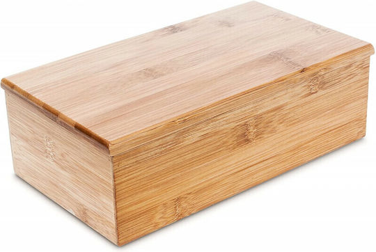 Relaxdays Wooden Brown Tea Box with Lid 15.5x9x9cm