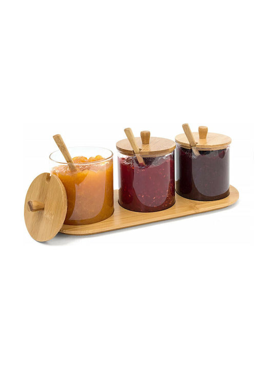 Relaxdays Set 3 Bucăți Vaze Utilizare Generală cu Capac și Suport Sticlă Transparent 12x31x12cm 3 Bucăți