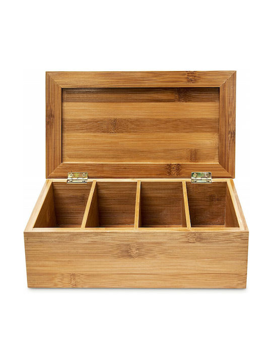 Relaxdays Tea Box with Lid Wooden Brown 15.5x9x9cm 1 Piece
