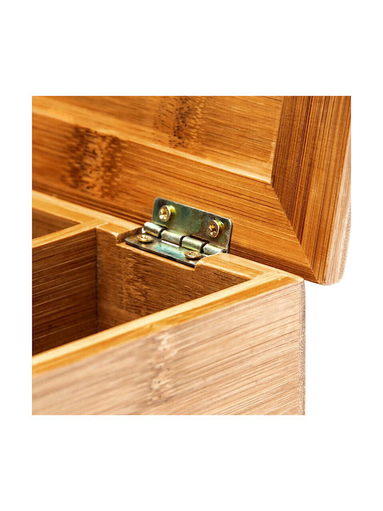 Relaxdays Tea Box with Lid Wooden Brown 15.5x9x9cm 1 Piece