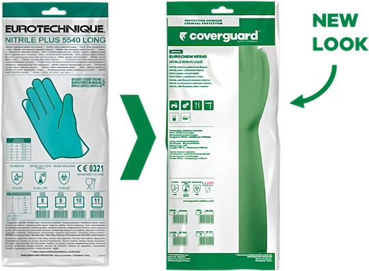 Eurotechnique Waterproof Gloves for Work Green Nitrile 1pcs