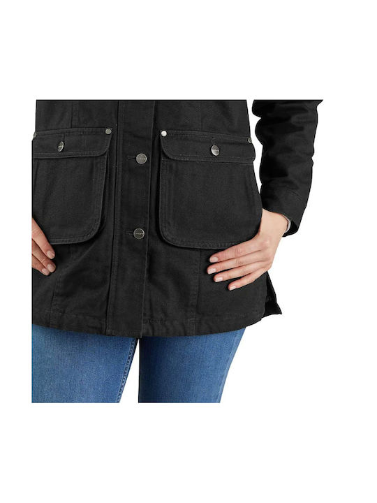 Women's Parka Jacket for Winter with Hood Black