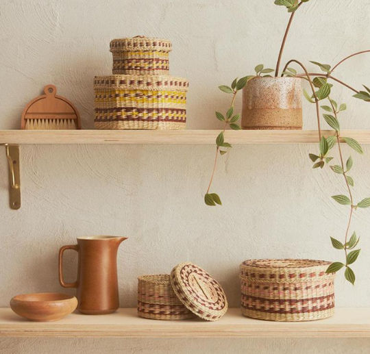 Set of Decorative Baskets Rattan with Lid Brown 2pcs Set of Decorative Baskets Rattan with Lid Brown 2pcs