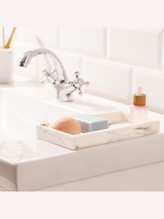 Navaris Design Marble Δίσκος Κοσμημάτων Λευκός 23.5x12.5x2.6cm