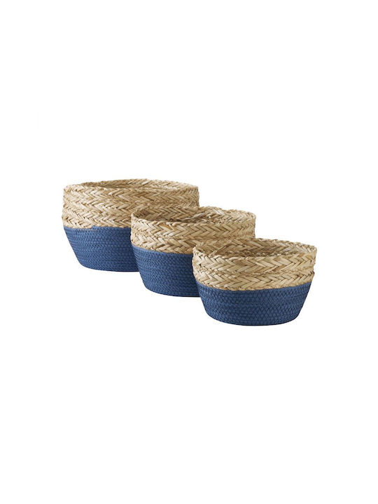 Butlers Coș decorativ Din paie Blue 27x27buc