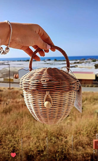 Διακοσμητικό Καλάθι Ψάθινο με Καπάκι & Χερούλια Καφέ 20x12x12εκ.