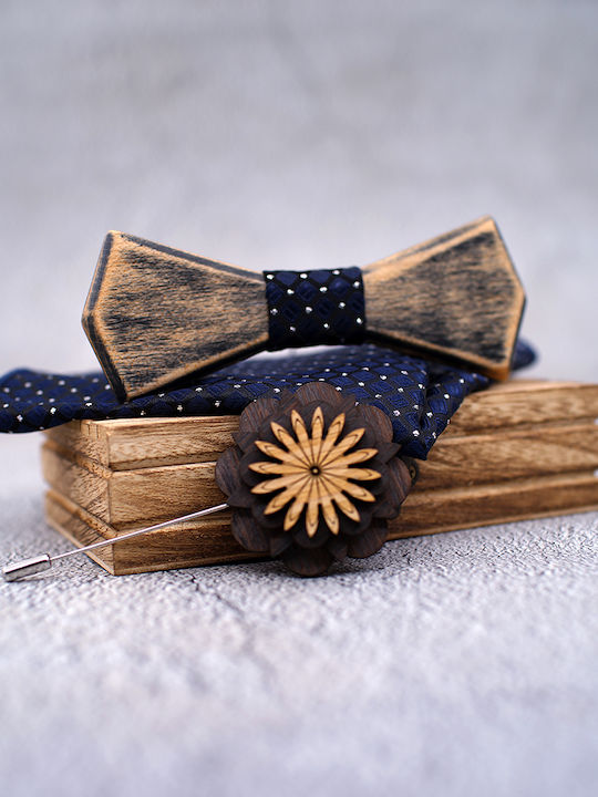 Legend Accessories Wooden Bow Tie Set with Pin, Cufflinks and Pochette Legend Accessories Wooden Bow Tie Set with Pin, Cufflinks and Pochette