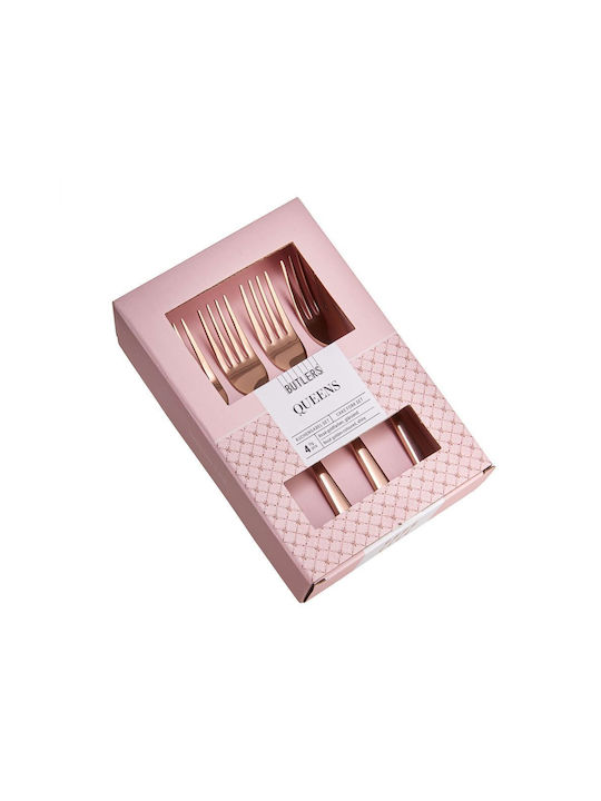 Butlers Gabel-Set Obst/Dessert Edelstahl Rose Gold 18cm 4Stück