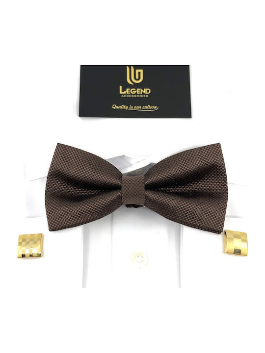 Legend Accessories Bow Tie Set with Pochette Brown