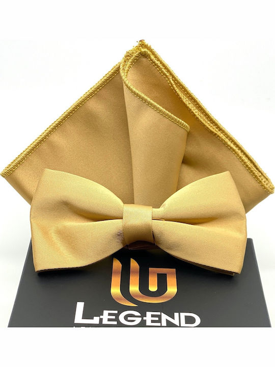 Legend Accessories Silk Bow Tie Set with Pochette Gold