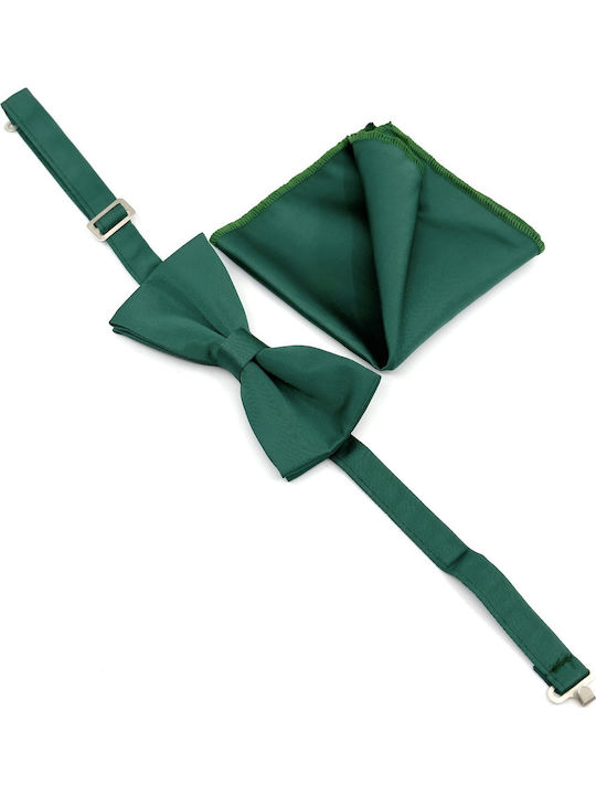 Legend Accessories Σετ Υφασμάτινo Παπιγιόν με Μαντήλι Πράσινο