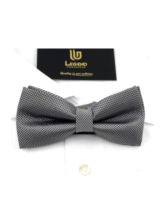 Legend Accessories Σετ Υφασμάτινo Παπιγιόν με Μαντήλι Γκρι