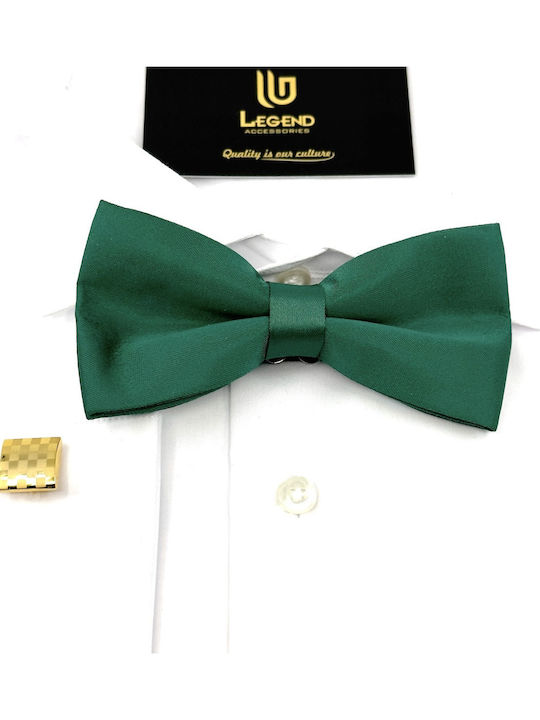 Legend Accessories Σετ Υφασμάτινo Παπιγιόν με Μαντήλι Πράσινο