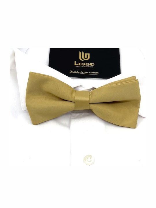 Legend Accessories Σετ Υφασμάτινo Παπιγιόν με Μαντήλι Χρυσό