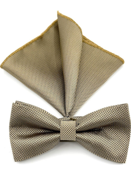 Legend Accessories Bow Tie Set with Pochette Beige