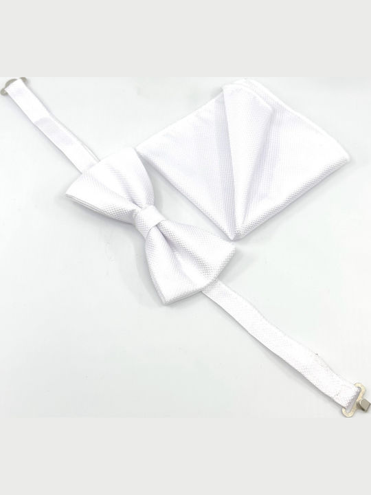 Legend Accessories Set Fliege mit Taschentuch Weiß