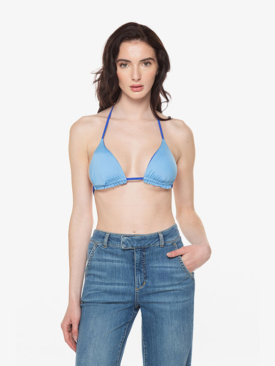 Hurley Triangle Bikini Top with Ruffles Blue