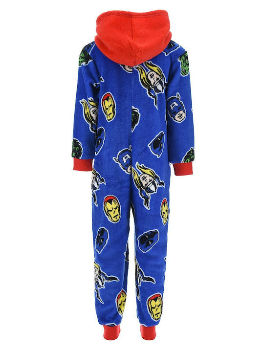 Marvel Pijama întreagă pentru copii De iarnă Fleece Albastră