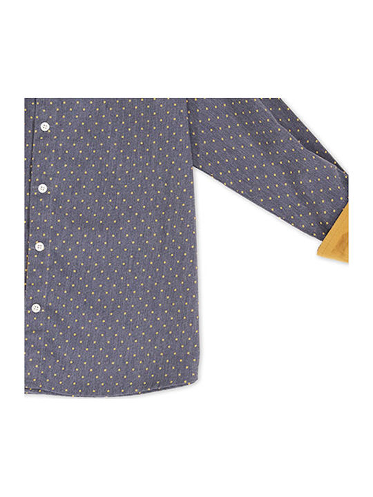 Kids Polka Dot Shirt Long Sleeve Blue