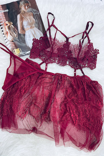 La Lolita Amsterdam Set Sexy Nightgown with Lace and Transparency Pink