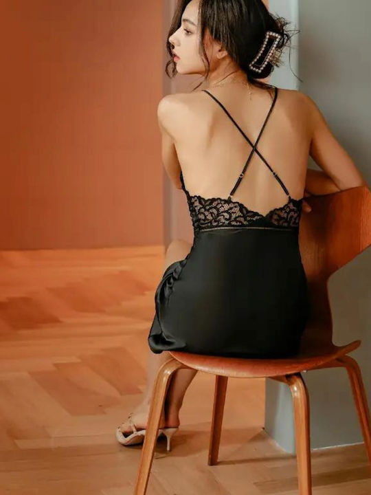 La Lolita Amsterdam Χειμερινό Γυναικείο Σετ Πιτζάμας Μαύρο Charlotte