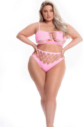 Pink Lipstick Lingerie Sexy Dessous-Set Rosa