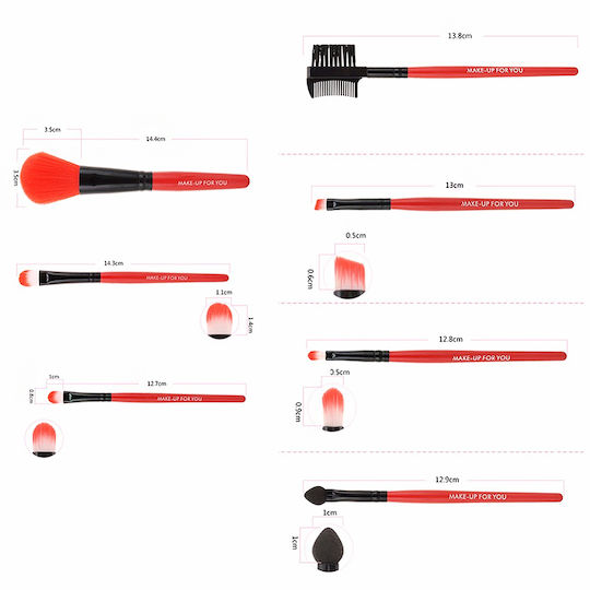 Professional Set with Makeup Brushes made of Synthetic Hair 7pcs