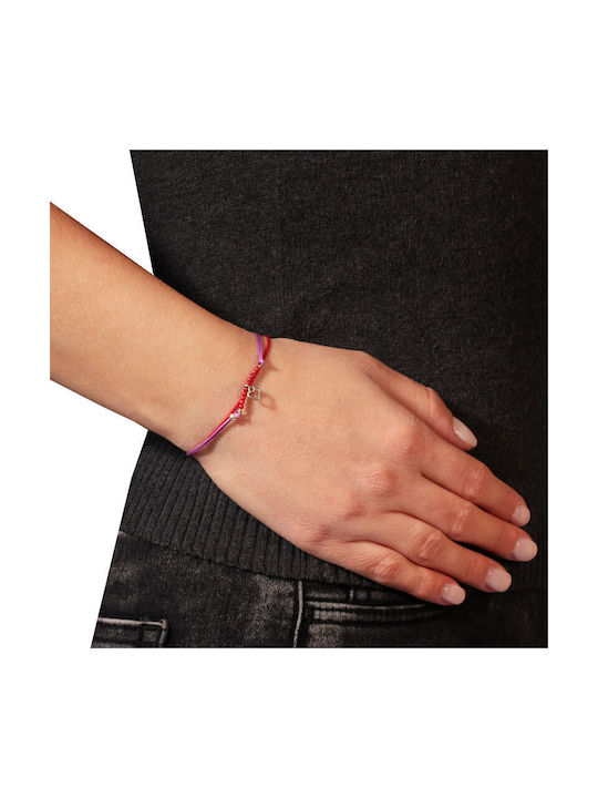 Abadianakis Kids Silver Macrame Bracelet with Heart for Girl