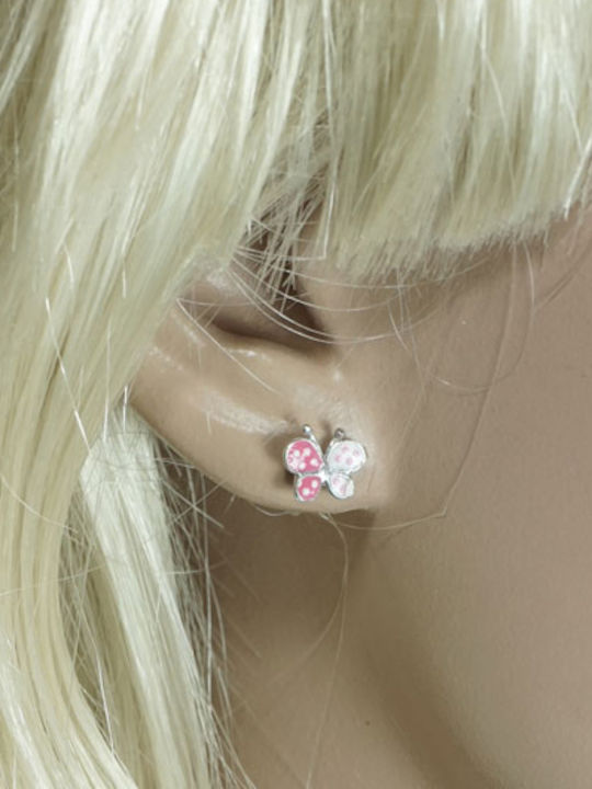 Kiriakos Gofas Kids Earrings Studs Butterflies from Silver