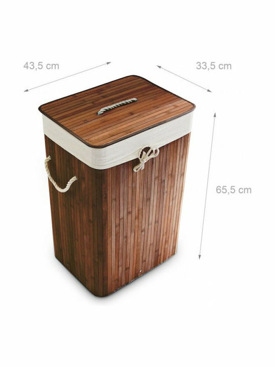 Relaxdays Coș de Rufe Bambus cu Capac Maro / Crem