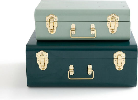 La Redoute Interieurs Dekorative Truhen-Set Koffer Metallisch Grün 2Stück 33x49x20cm