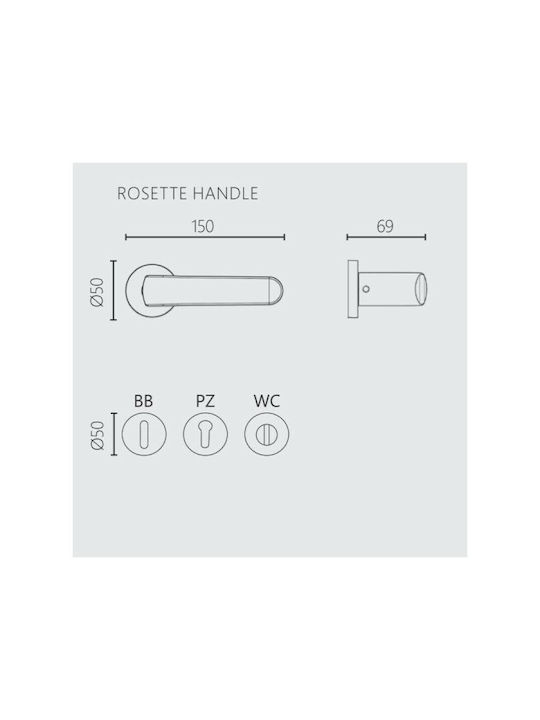 Zogometal Lever Front Door with Rosette Left 2311 with Rosette Silver