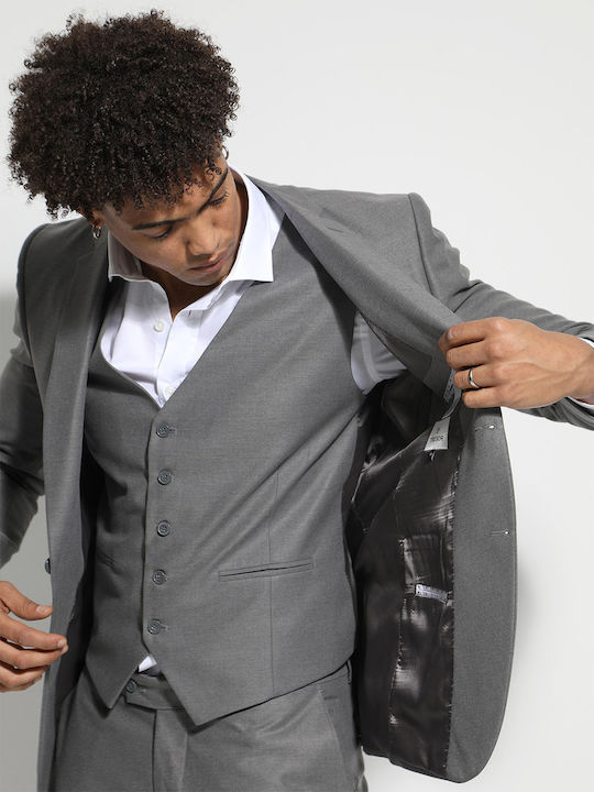 Men's Suit with Vest Gray
