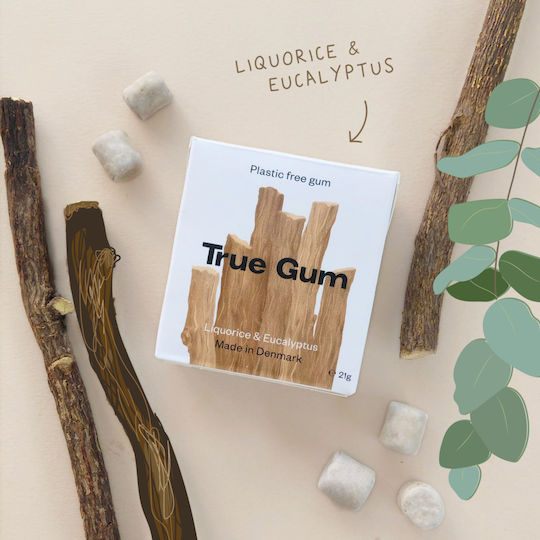 True Gum Τσίχλες με Γεύση Γλυκόριζα / Ευκάλυπτος Χωρίς Προσθήκη Ζάχαρης Vegan 21gr