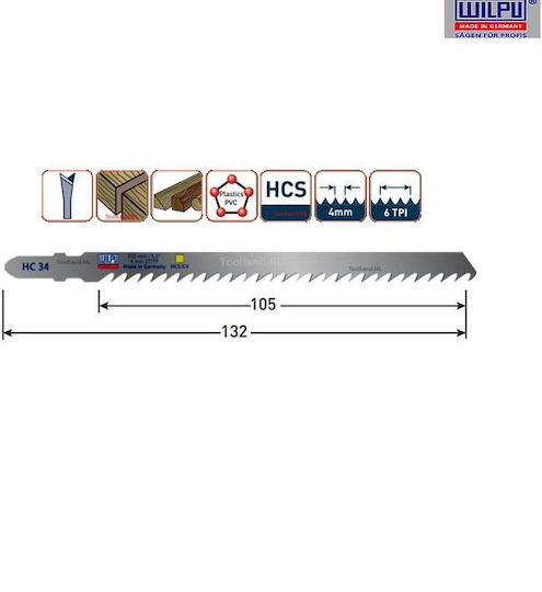 Wilpu Jig Saw Blade for Wood 132mm 5pcs 33876