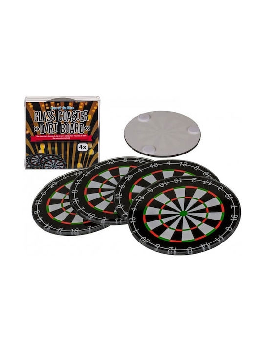 Round Coaster Glass Black 10cm 4pcs