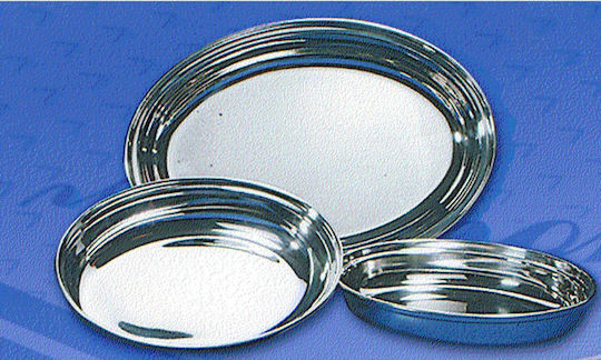 Veltihome Allset Capri Servierplatte Oval Rostfreier Stahl Silber 22x22cm 1Stück