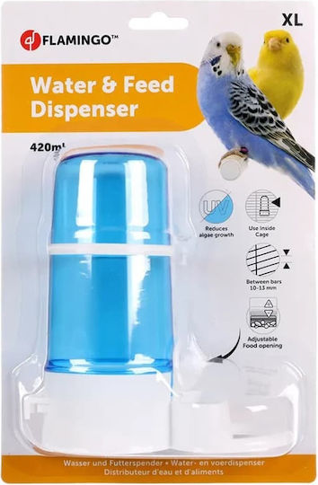 Flamingo Ταΐστρα / Ποτίστρα για Καναρίνι 420ml σε Γαλάζιο Χρώμα